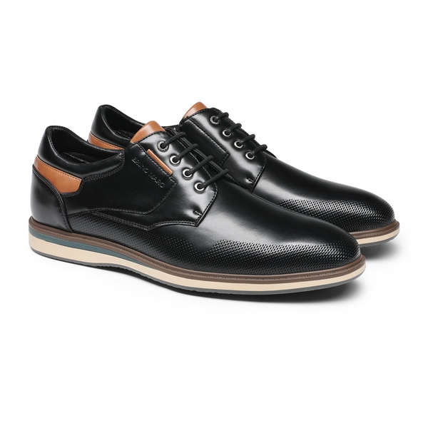 Men's Plain Toe Smart Dress Sneakers - BLACK - 5